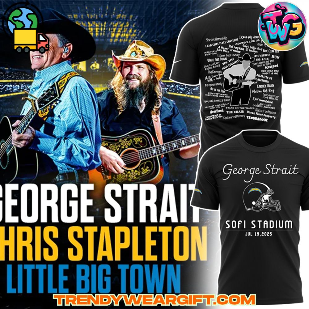 Los Angeles Chargers NFL x George Strait Black Tshirt Los Angeles Chargers NFL x George Strait Black T-shirt