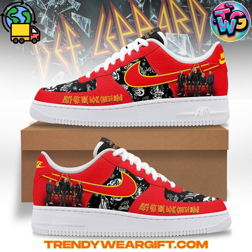 Def Leppard Air Force 1 Sneaker Def Leppard Air Force 1 sneaker custom design red black yellow